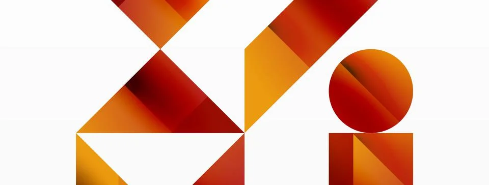 Glossy circle, square, triangle shapes minimalist geometric backdrop. Sleek Stock Illustration