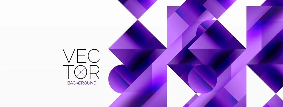 Glossy circle, square, triangle shapes minimalist geometric backdrop. Sleek Stock Illustration