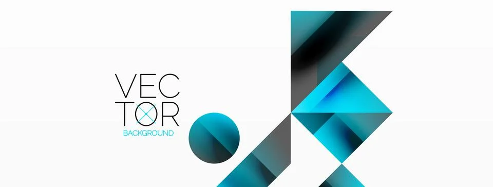 Glossy circle, square, triangle shapes minimalist geometric backdrop. Sleek Stock Illustration