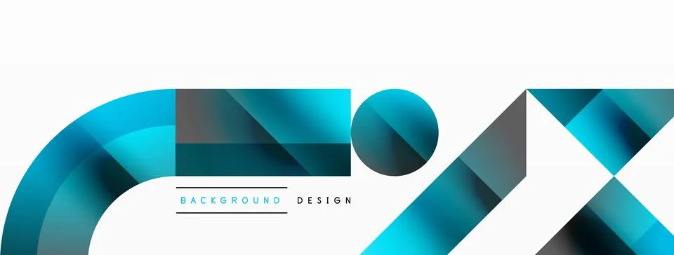 Glossy circle, square, triangle shapes minimalist geometric backdrop. Sleek Stock Illustration