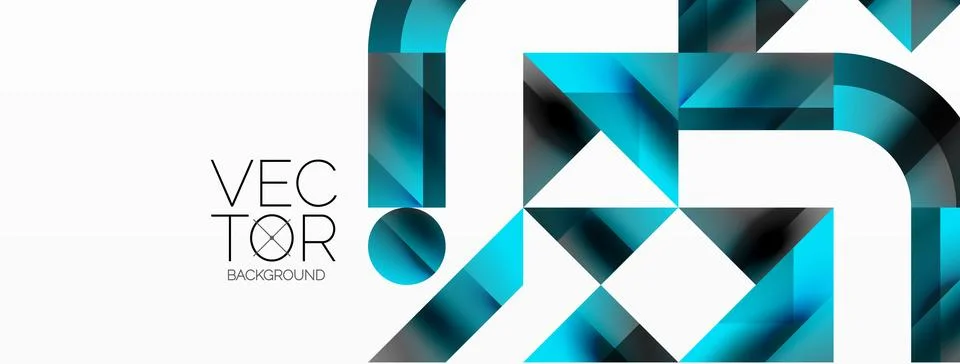 Glossy circle, square, triangle shapes minimalist geometric backdrop. Sleek Illustrazione stock