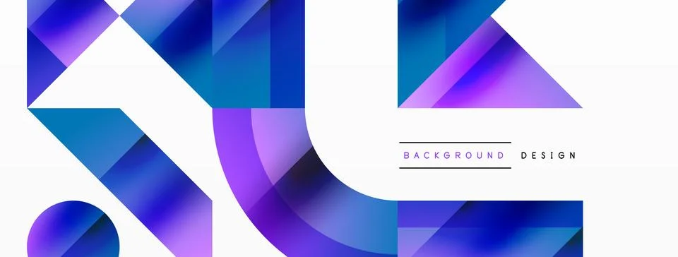 Glossy circle, square, triangle shapes minimalist geometric backdrop. Sleek Stock Illustration