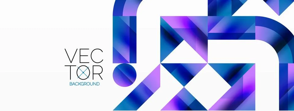 Glossy circle, square, triangle shapes minimalist geometric backdrop. Sleek Stock Illustration