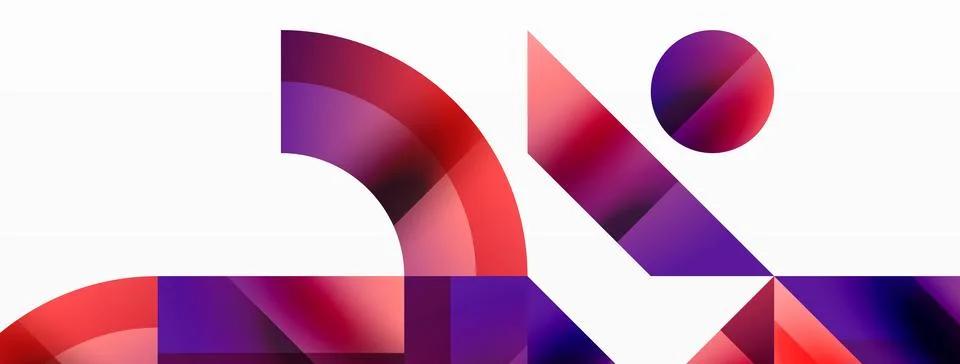 Glossy circle, square, triangle shapes minimalist geometric backdrop. Sleek Stockillustratie