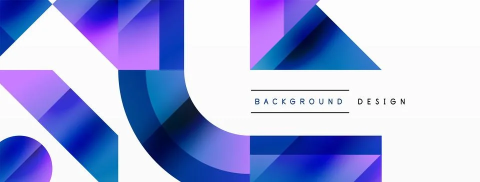 Glossy circle, square, triangle shapes minimalist geometric backdrop. Sleek Stock Illustration