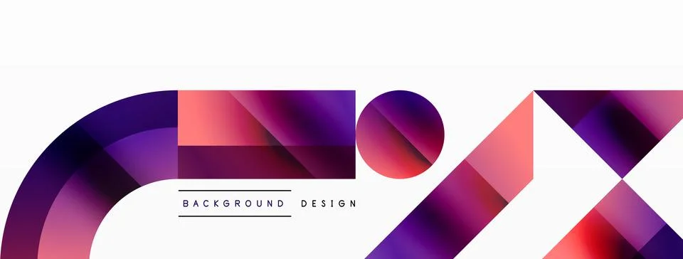 Glossy circle, square, triangle shapes minimalist geometric backdrop. Sleek 库存插图