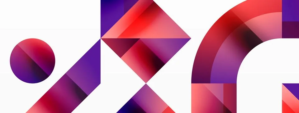 Glossy circle, square, triangle shapes minimalist geometric backdrop. Sleek 库存插图