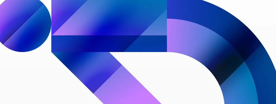 Glossy circle, square, triangle shapes minimalist geometric backdrop. Sleek Stock Illustration