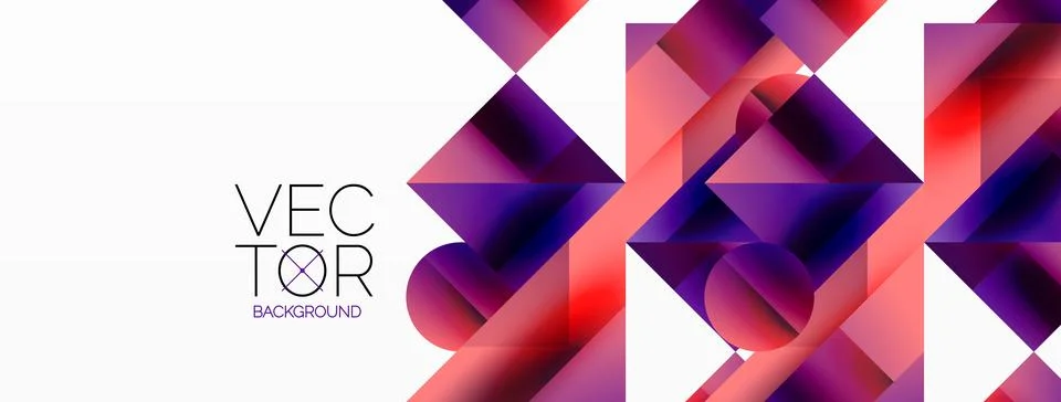 Glossy circle, square, triangle shapes minimalist geometric backdrop. Sleek 库存插图