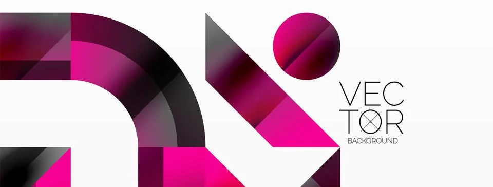 Glossy circle, square, triangle shapes minimalist geometric backdrop. Sleek Stock Illustration