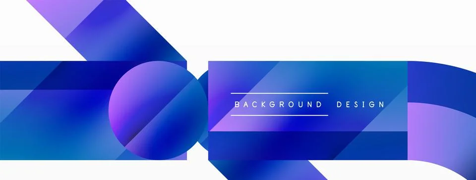 Glossy circle, square, triangle shapes minimalist geometric backdrop. Sleek 库存插图