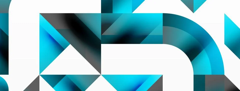 Glossy circle, square, triangle shapes minimalist geometric backdrop. Sleek Stock Illustration