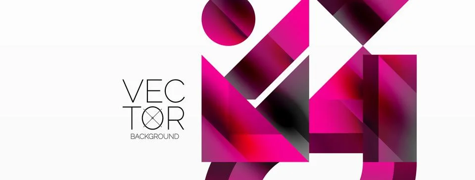 Glossy circle, square, triangle shapes minimalist geometric backdrop. Sleek Stock Illustration