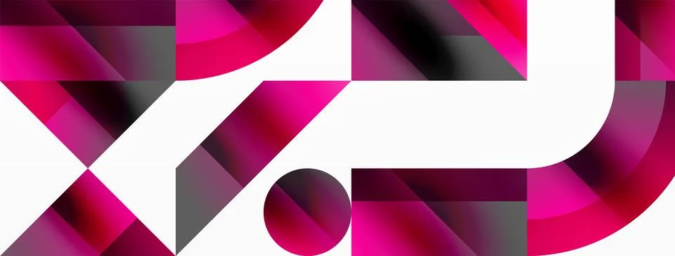 Glossy circle, square, triangle shapes minimalist geometric backdrop. Sleek 库存插图