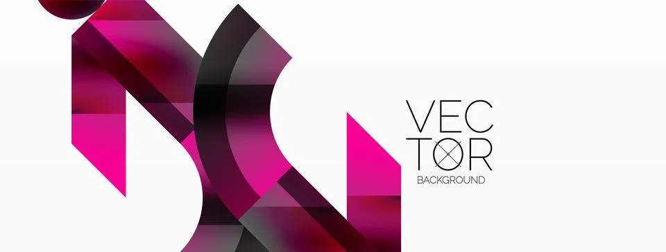 Glossy circle, square, triangle shapes minimalist geometric backdrop. Sleek Stock Illustration