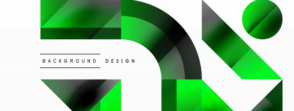 Glossy circle, square, triangle shapes minimalist geometric backdrop. Sleek Stock Illustration