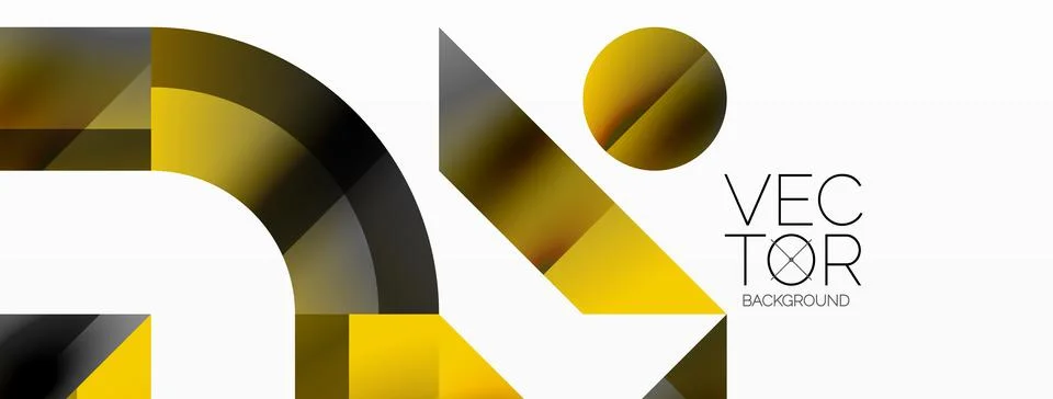 Glossy circle, square, triangle shapes minimalist geometric backdrop. Sleek Stock Illustration