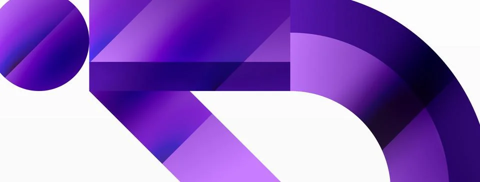 Glossy circle, square, triangle shapes minimalist geometric backdrop. Sleek Stockillustratie