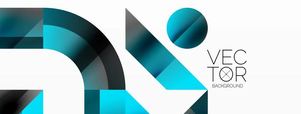 Glossy circle, square, triangle shapes minimalist geometric backdrop. Sleek Stock Illustration