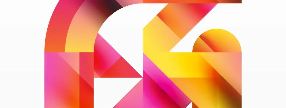 Glossy circle, square, triangle shapes minimalist geometric backdrop. Sleek Stock Illustration