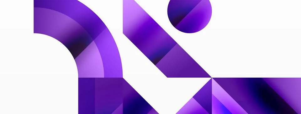 Glossy circle, square, triangle shapes minimalist geometric backdrop. Sleek 库存插图