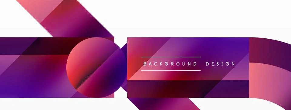 Glossy circle, square, triangle shapes minimalist geometric backdrop. Sleek 库存插图