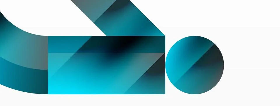 Glossy circle, square, triangle shapes minimalist geometric backdrop. Sleek イラスト素材