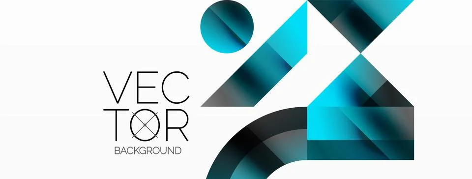 Glossy circle, square, triangle shapes minimalist geometric backdrop. Sleek Stock Illustration