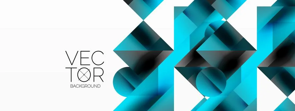 Glossy circle, square, triangle shapes minimalist geometric backdrop. Sleek Stockillustratie
