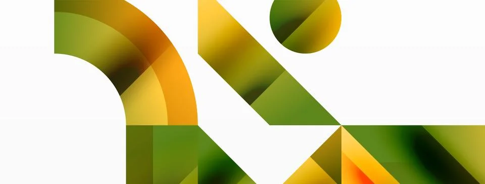 Glossy circle, square, triangle shapes minimalist geometric backdrop. Sleek Stock Illustration