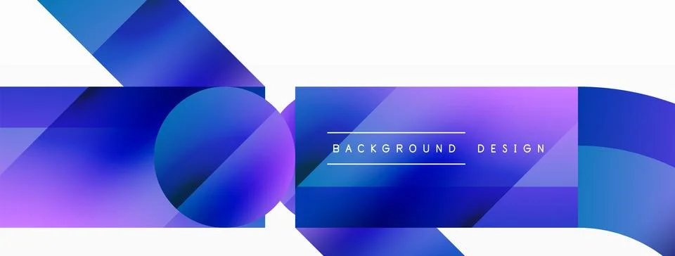 Glossy circle, square, triangle shapes minimalist geometric backdrop. Sleek Stock Illustration