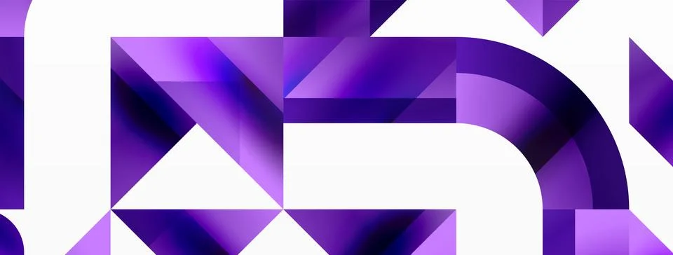Glossy circle, square, triangle shapes minimalist geometric backdrop. Sleek Stock Illustration