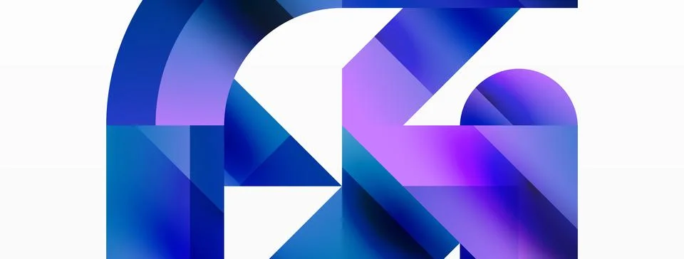 Glossy circle, square, triangle shapes minimalist geometric backdrop. Sleek Stock Illustration