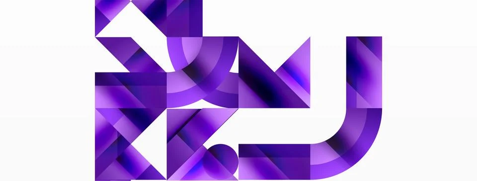 Glossy circle, square, triangle shapes minimalist geometric backdrop. Sleek Stock Illustration