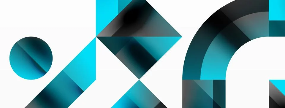 Glossy circle, square, triangle shapes minimalist geometric backdrop. Sleek イラスト素材