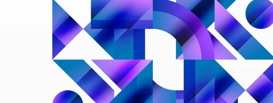 Glossy circle, square, triangle shapes minimalist geometric backdrop. Sleek 스톡 일러스트