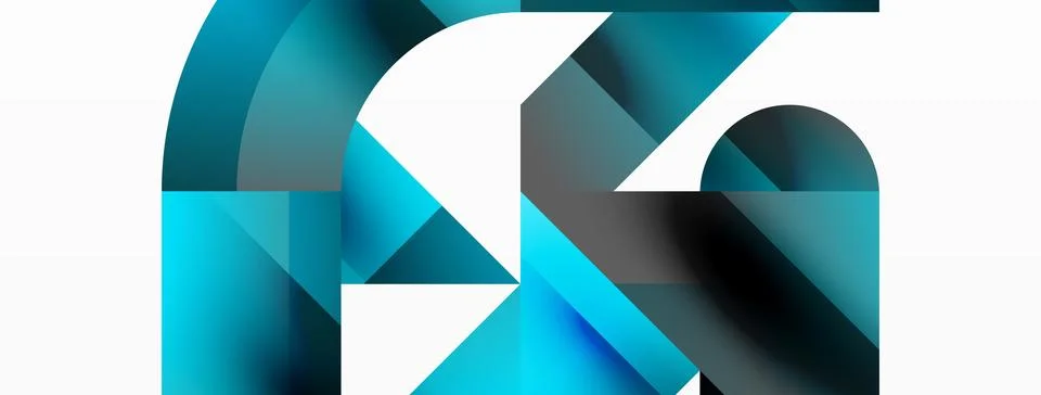 Glossy circle, square, triangle shapes minimalist geometric backdrop. Sleek Stock Illustration