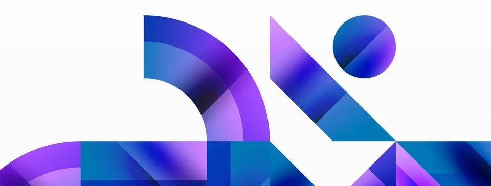 Glossy circle, square, triangle shapes minimalist geometric backdrop. Sleek Illustrazione stock