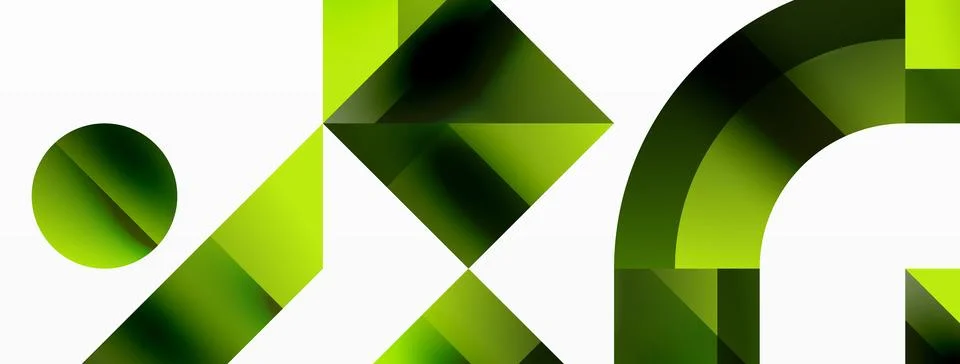 Glossy circle, square, triangle shapes minimalist geometric backdrop. Sleek Stock Illustration