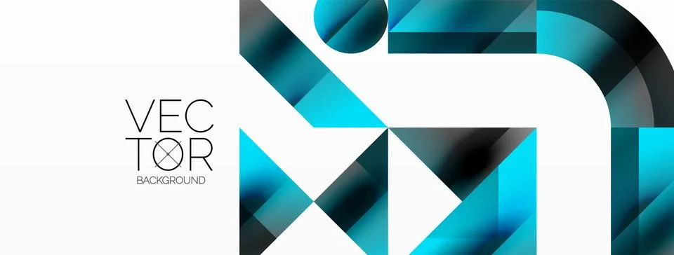 Glossy circle, square, triangle shapes minimalist geometric backdrop. Sleek Stock Illustration