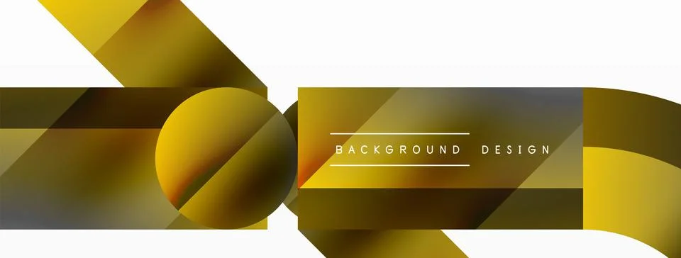 Glossy circle, square, triangle shapes minimalist geometric backdrop. Sleek Stock Illustration