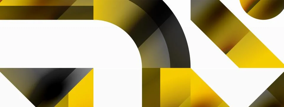 Glossy circle, square, triangle shapes minimalist geometric backdrop. Sleek Stock Illustration