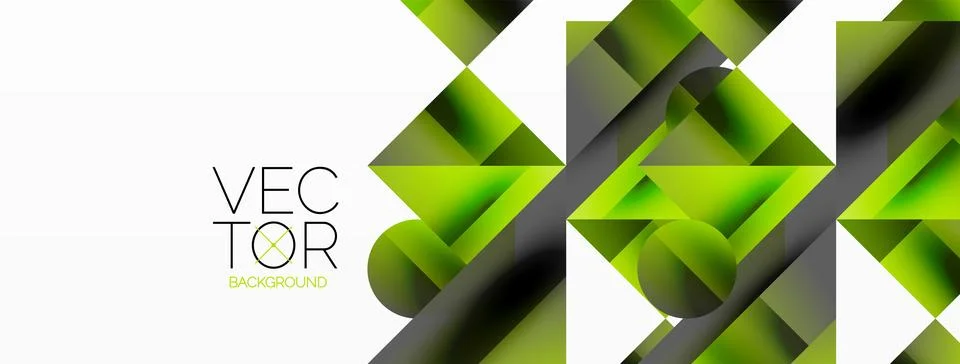 Glossy circle, square, triangle shapes minimalist geometric backdrop. Sleek Stock Illustration