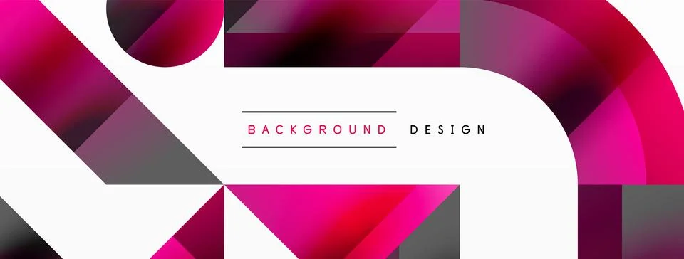 Glossy circle, square, triangle shapes minimalist geometric backdrop. Sleek Stock Illustration