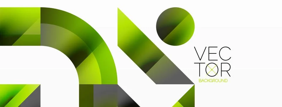 Glossy circle, square, triangle shapes minimalist geometric backdrop. Sleek Stockillustratie