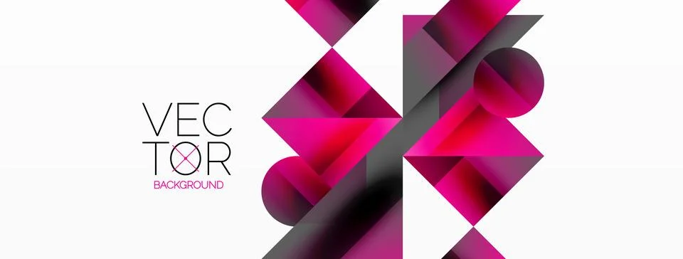 Glossy circle, square, triangle shapes minimalist geometric backdrop. Sleek Stock Illustration