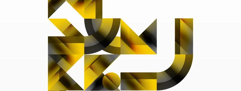 Glossy circle, square, triangle shapes minimalist geometric backdrop. Sleek Stock Illustration