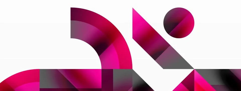 Glossy circle, square, triangle shapes minimalist geometric backdrop. Sleek Stock Illustration