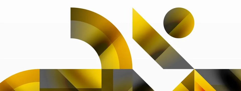 Glossy circle, square, triangle shapes minimalist geometric backdrop. Sleek Stock Illustration