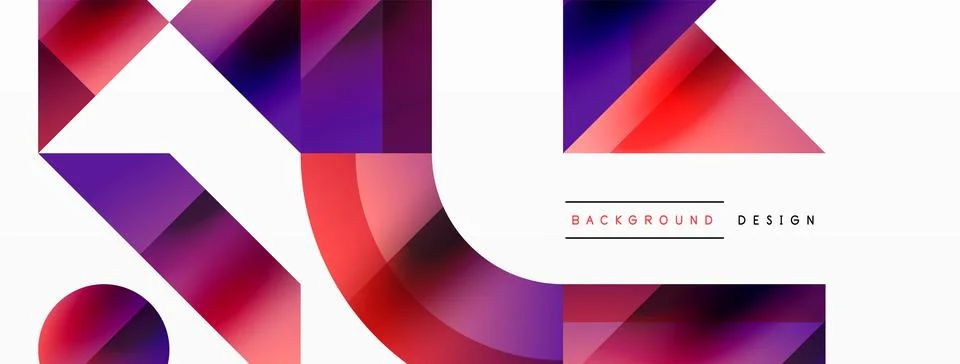 Glossy circle, square, triangle shapes minimalist geometric backdrop. Sleek Stock Illustration